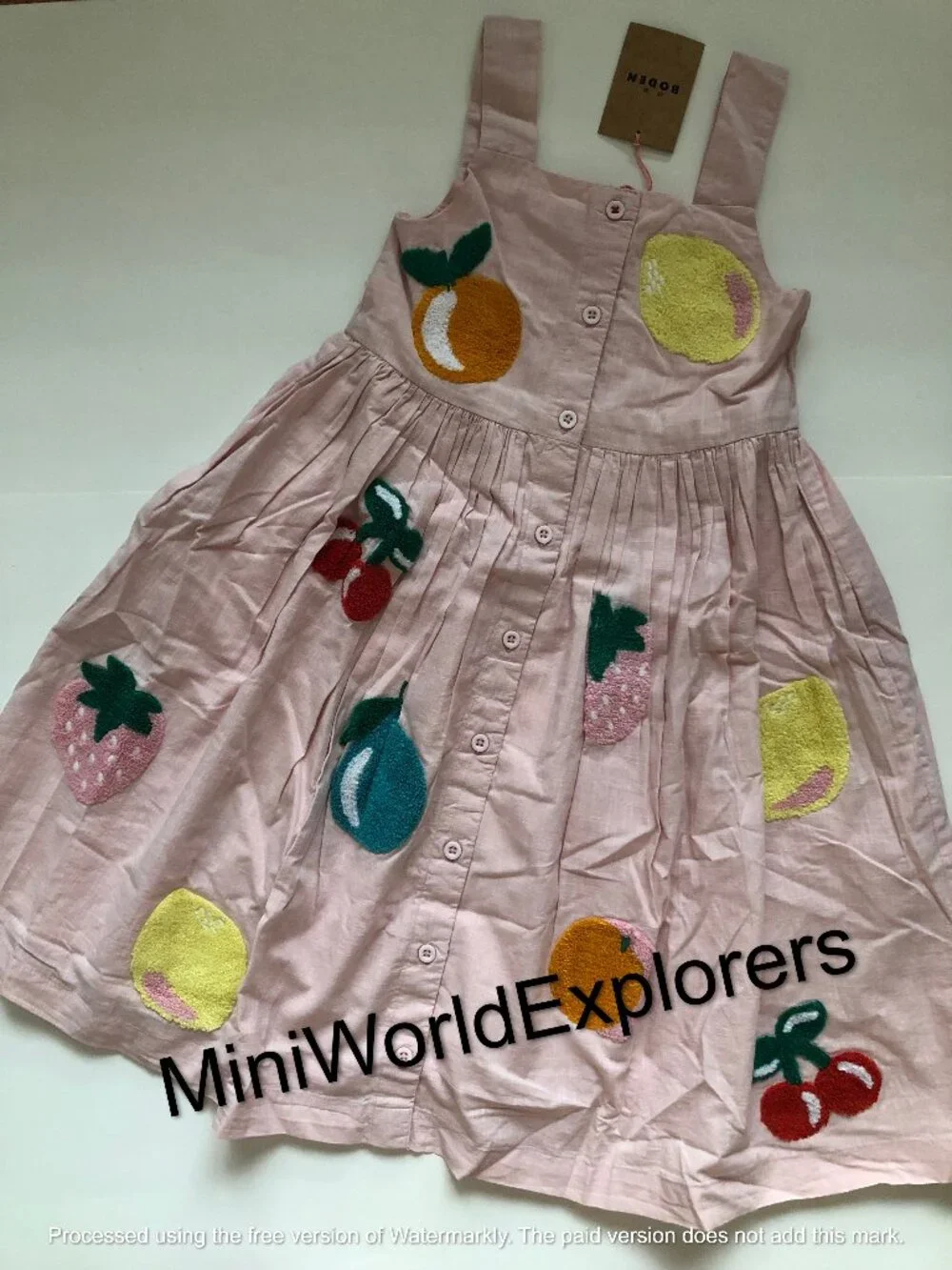 NWT Mini Boden Remy Button Through Pinafore Dress
